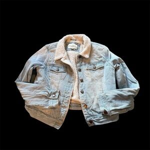 Ashley Vintage Charm Light Blue Denim Jacket with Sherpa Lining